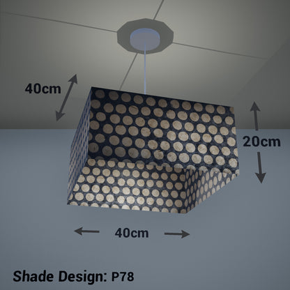 Square Lamp Shade - P78 - Batik Dots on Grey, 40cm(w) x 20cm(h) x 40cm(d) - Imbue Lighting