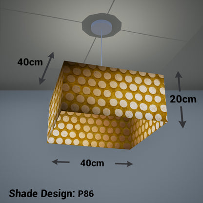 Square Lamp Shade - P86 ~ Batik Dots on Yellow, 40cm(w) x 20cm(h) x 40cm(d)