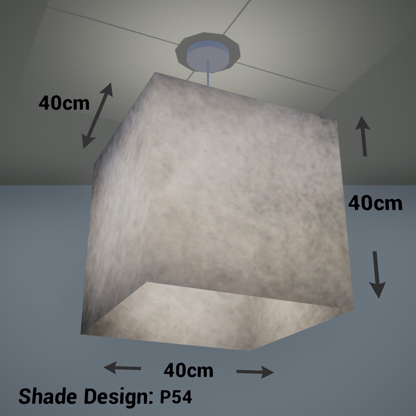 Square Lamp Shade - P54 - Natural Lokta, 40cm(w) x 40cm(h) x 40cm(d)
