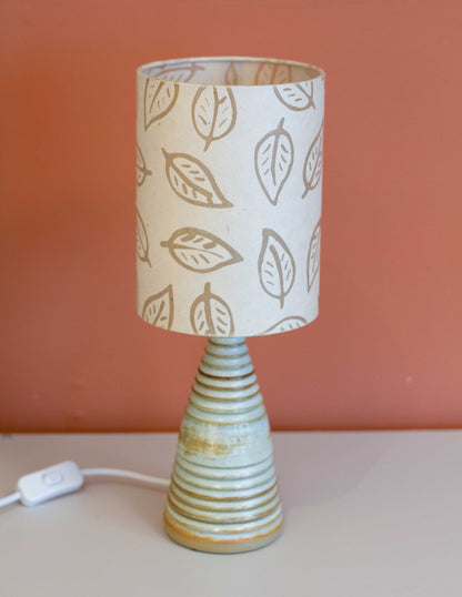 Stoneware Table Lamp Base - Seafoam & Brown - P28 Batik Leaf Natural