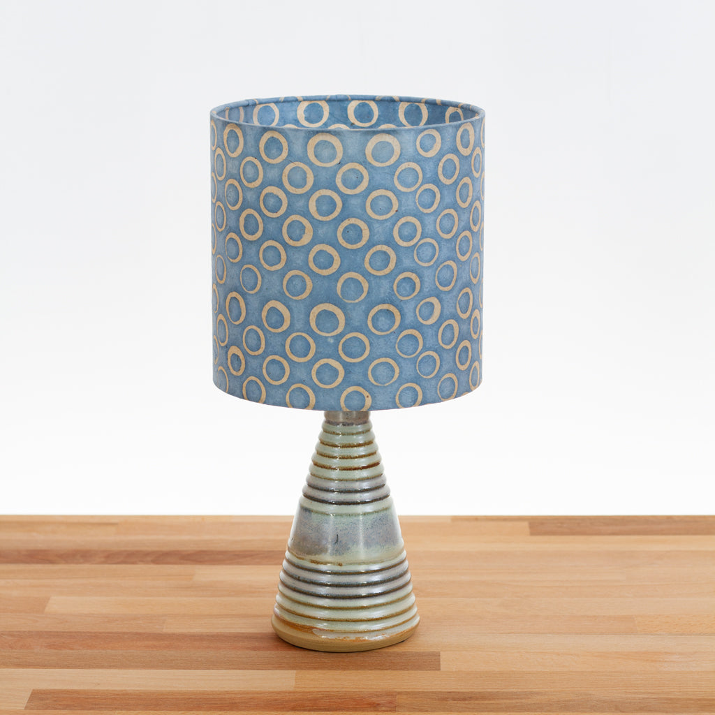 Stoneware Table Lamp Base - Green & Blue - P72 Batik Circles Blue