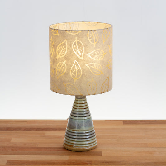Stoneware Table Lamp Base - Green & Blue - P28 Batik Leaf Natural