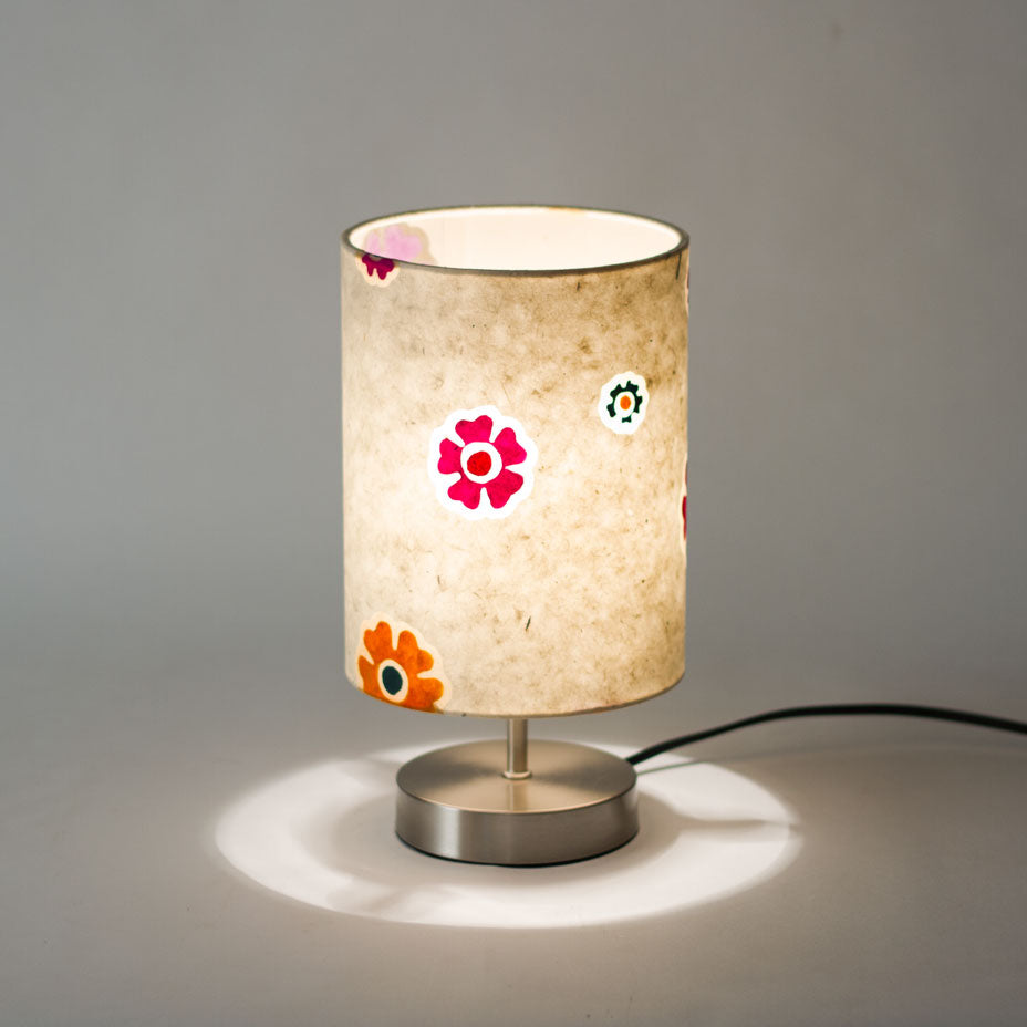Round Touch activated Table Lamp Base with 15cm x 20cm Drum Lamp Shade P35