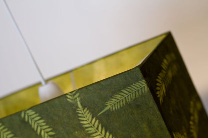 Rectangle Lamp Shade - P27 - Resistance Dyed Green Fern, 50cm(w) x 25cm(h) x 25cm(d)