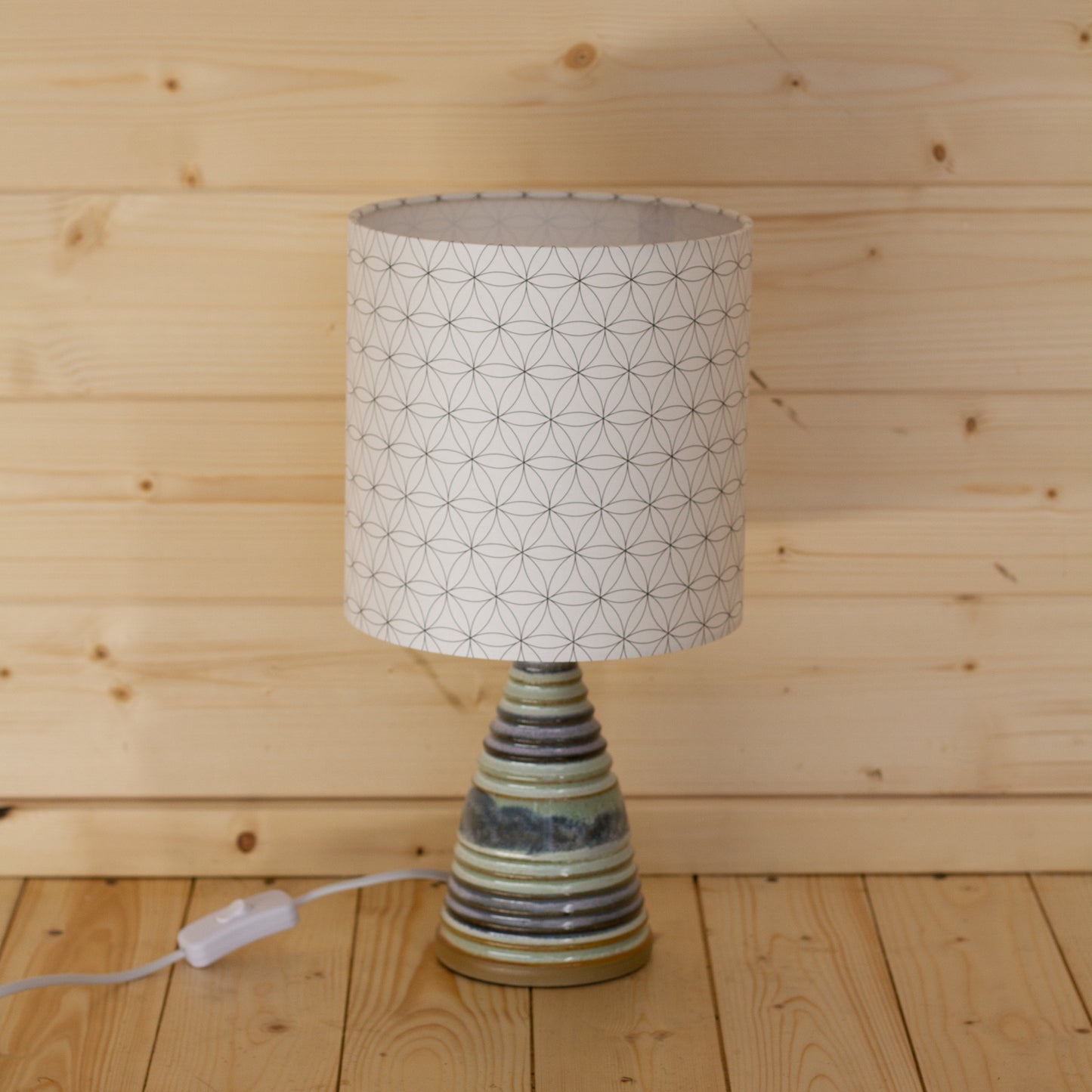Flower of Life (B108) Print Lampshade on Stoneware Table Lamp