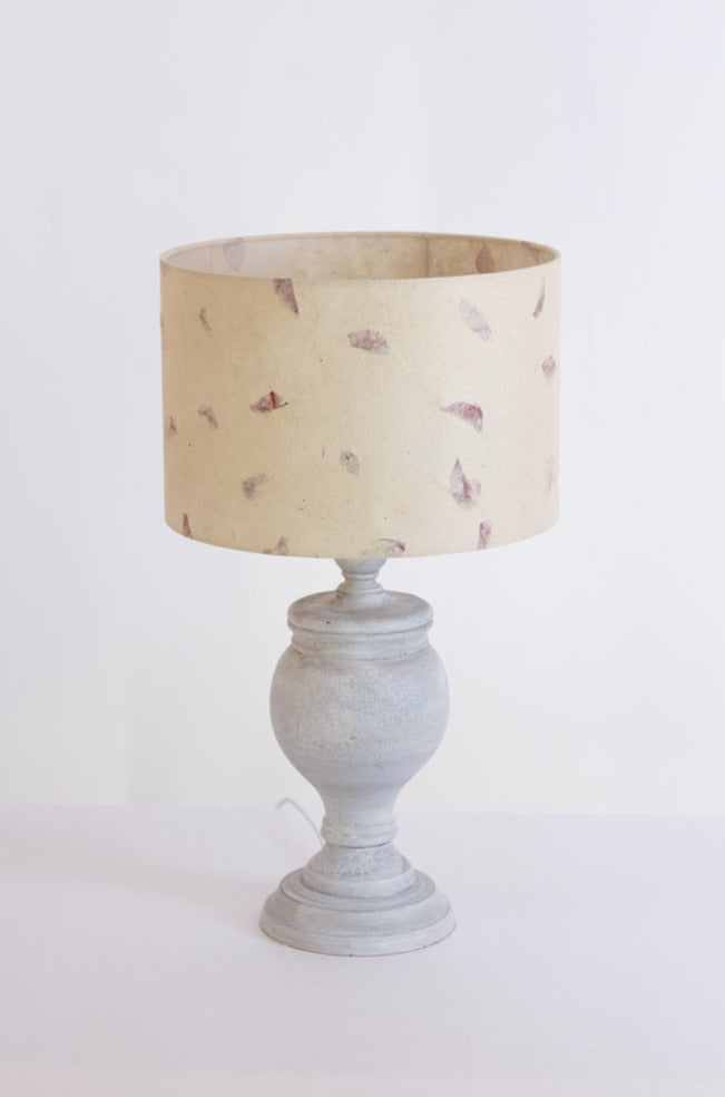 Uthina Table Lamp with a 30x20cm Drum Lampshade in P33 Rose Petals