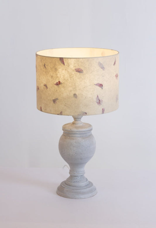 Uthina Table Lamp with a 30x20cm Drum Lampshade in P33 Rose Petals