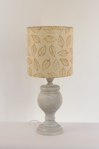 Uthina Table Lamp with 25x25cm Drum Lampshade in P28 ~ Batik Leaf on Natural