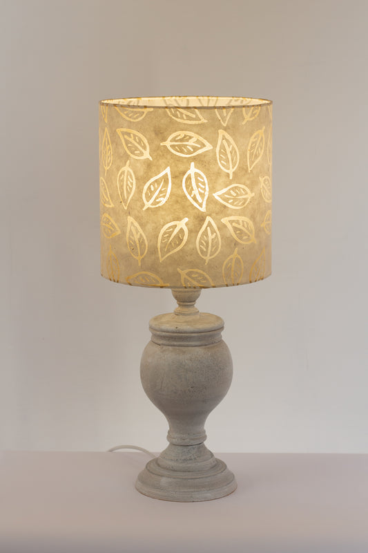 Uthina Table Lamp with 25x25cm Drum Lampshade in P28 ~ Batik Leaf on Natural
