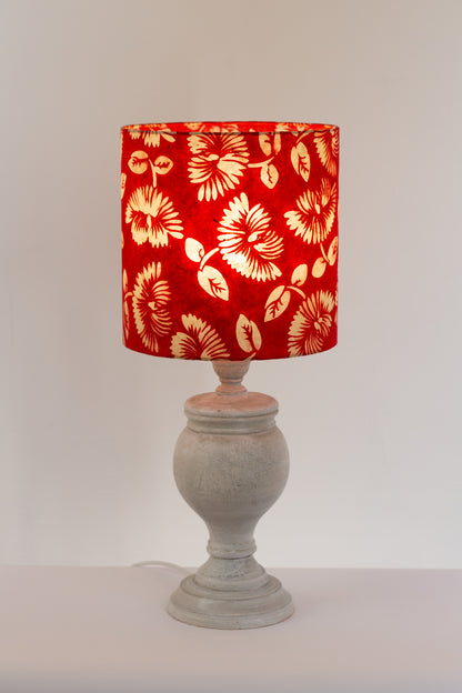 Uthina Table Lamp with 25x25cm Drum Lampshade in B118 ~ Batik Peony Red