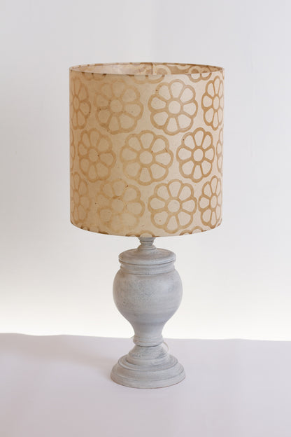 Uthina Table Lamp with 30x30cm Drum Lampshade in P17 ~ Batik Big Flower on Natural