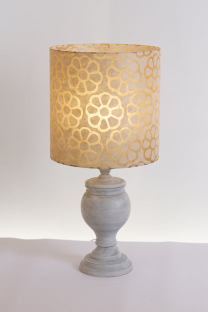 Uthina Table Lamp with 30x30cm Drum Lampshade in P17 ~ Batik Big Flower on Natural