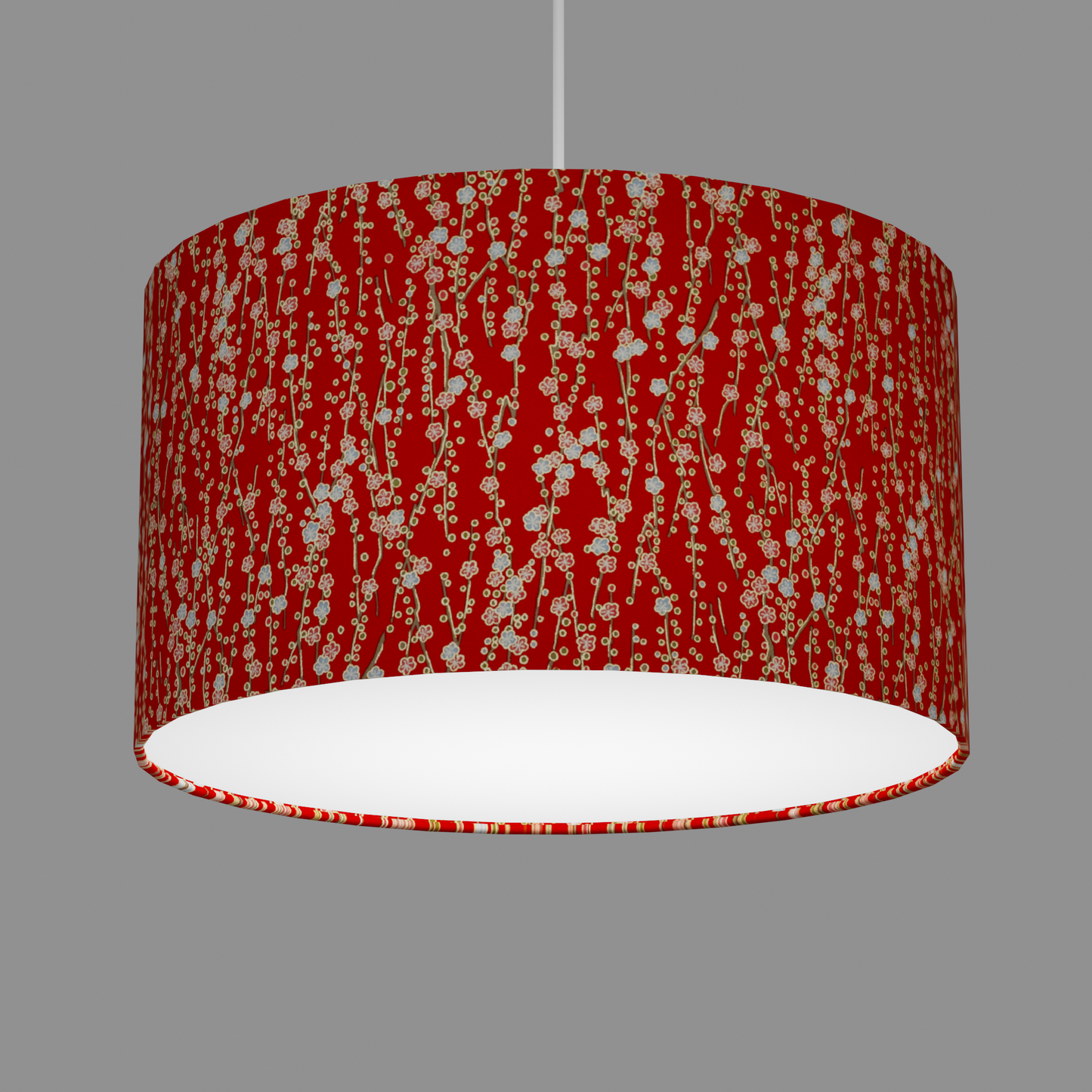 Drum Lamp Shade - W01 ~ Red Daisies, 35cm(d) x 20cm(h)