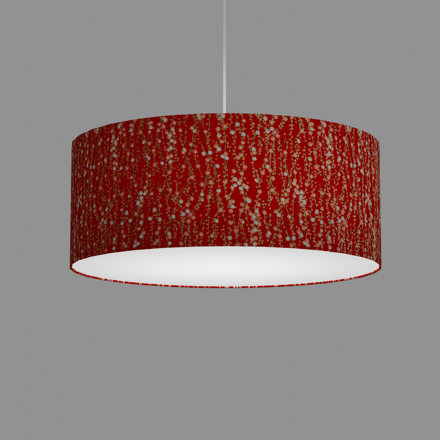 Drum Lamp Shade - W01 - Red Daisies, 50cm(d) x 20cm(h)