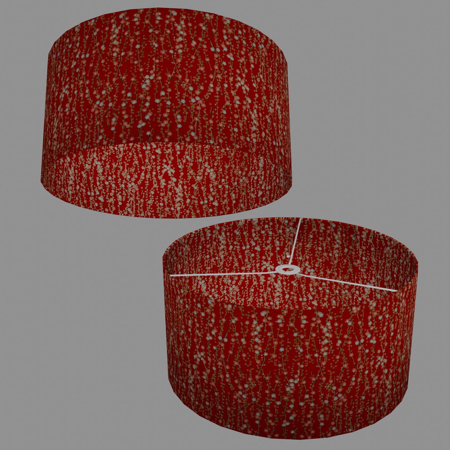 Drum Lamp Shade - W01 - Red Daisies, 50cm(d) x 25cm(h)