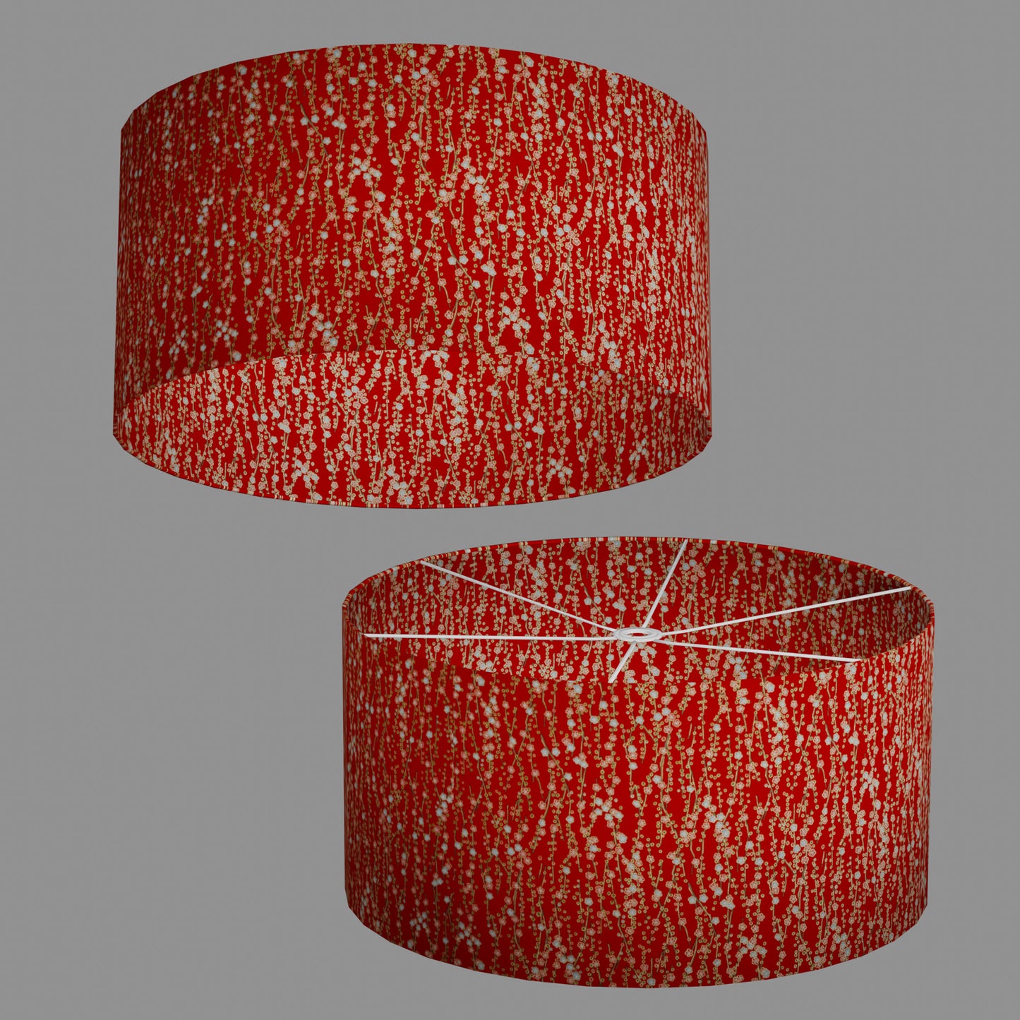 Drum Lamp Shade - W01 ~ Red Daisies, 60cm(d) x 30cm(h)