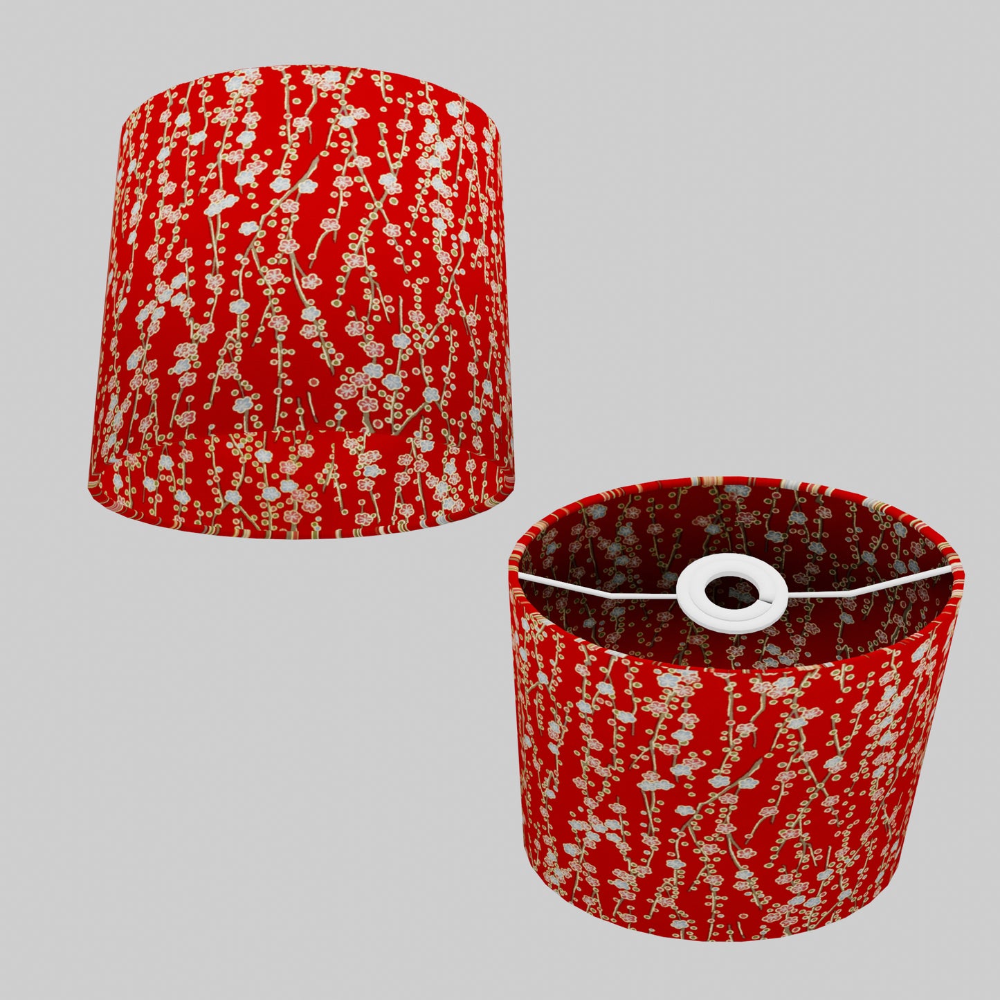 Oval Lamp Shade - W01 ~ Red Daisies, 20cm(w) x 20cm(h) x 13cm(d)
