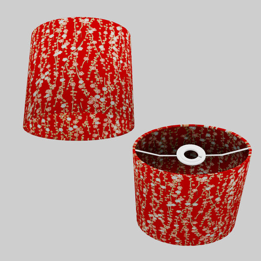 Oval Lamp Shade - W01 ~ Red Daisies, 20cm(w) x 20cm(h) x 13cm(d)