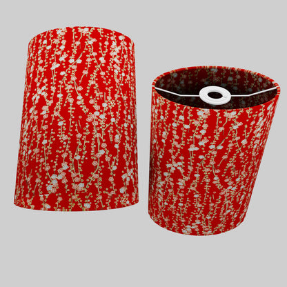 Oval Lamp Shade - W01 ~ Red Daisies, 20cm(w) x 30cm(h) x 13cm(d)