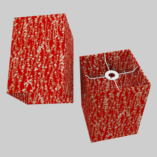 Square Lamp Shade - W01 ~ Red Daisies, 20cm(w) x 30cm(h) x 20cm(d)