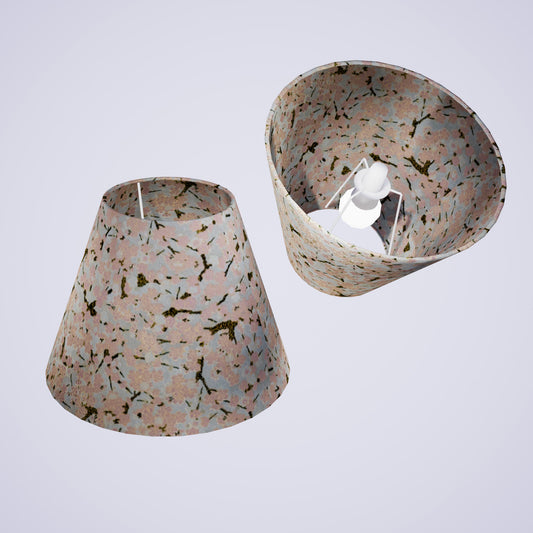 Conical Lamp Shade W02 - Pink Cherry Blossom on Grey, 15cm(top) x 30cm(bottom) x 22cm(height)