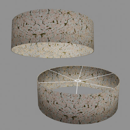 Drum Lamp Shade - W02 - Pink Cherry Blossom on Grey, 60cm(d) x 20cm(h)