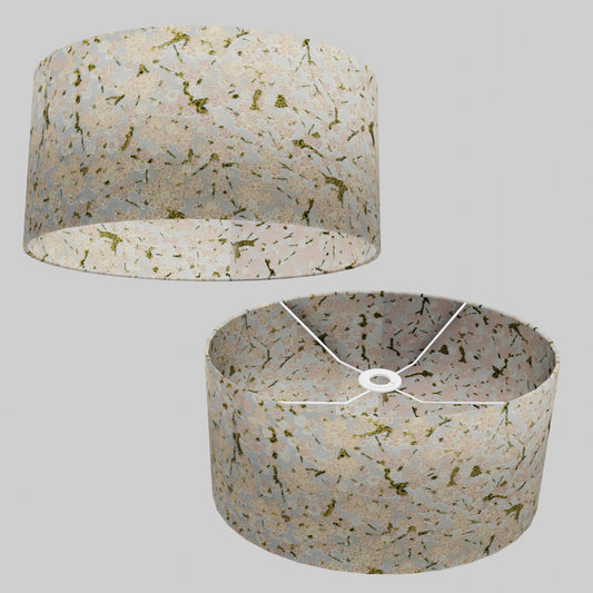 Oval Lamp Shade - W02 ~ Pink Cherry Blossom on Grey, 40cm(w) x 20cm(h) x 30cm(d)