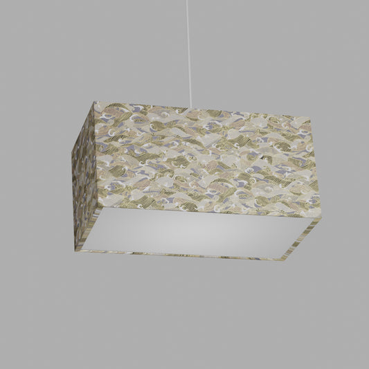 Rectangle Lamp Shade - W03 ~ Gold Waves on Greys, 40cm(w) x 20cm(h) x 20cm(d)