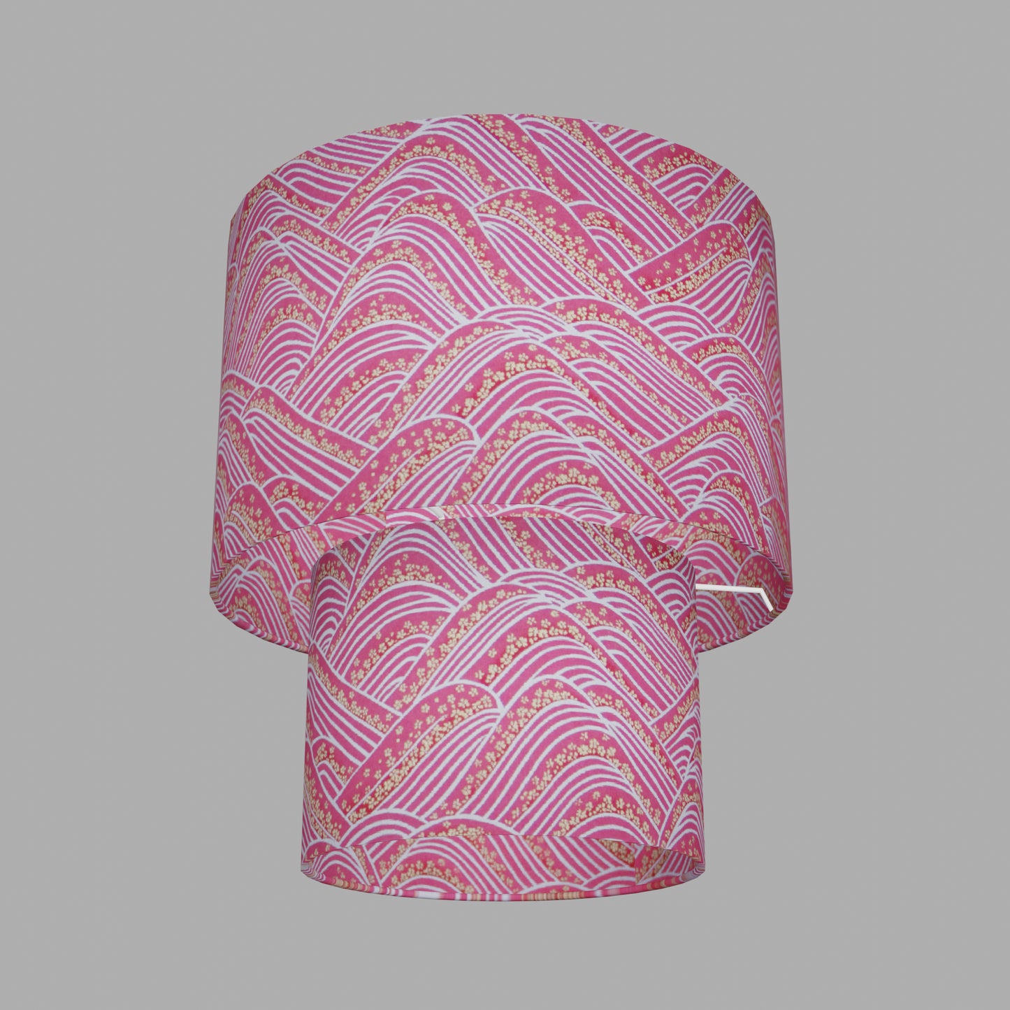 2 Tier Lamp Shade - W04 - Pink Hills with Gold Flowers, 30cm x 20cm & 20cm x 15cm