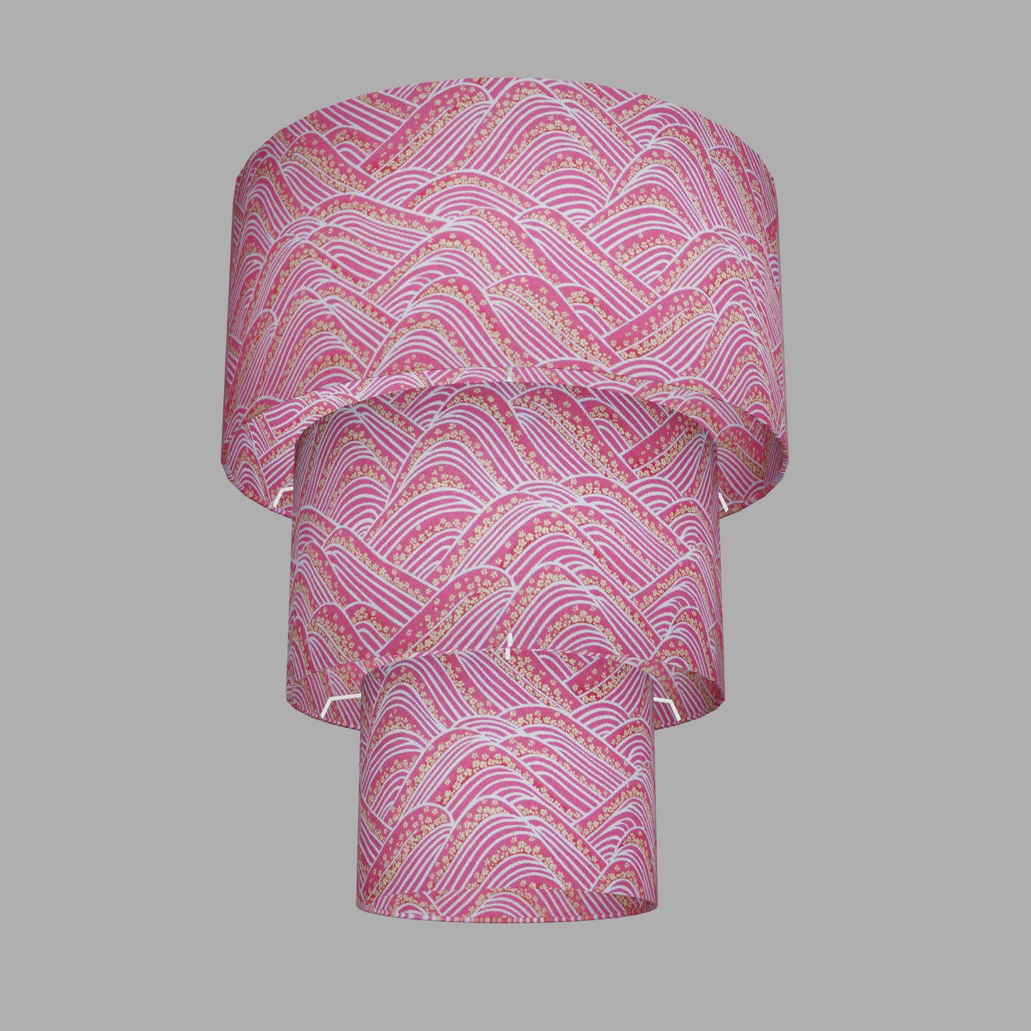 3 Tier Lamp Shade - W04 - Pink Hills with Gold Flowers, 40cm x 20cm, 30cm x 17.5cm & 20cm x 15cm