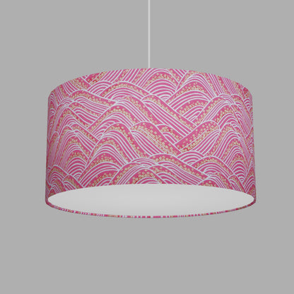 Drum Lamp Shade - W04 ~ Pink Hills with Gold Flowers, 40cm(d) x 20cm(h)
