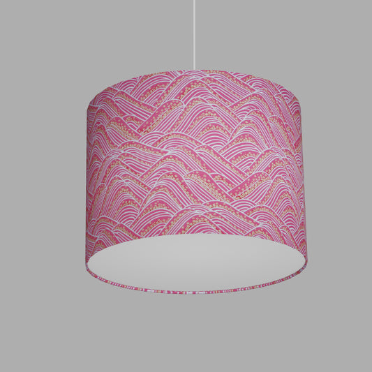 Drum Lamp Shade - W04 - Pink Hills with Gold Flowers, 40cm(d) x 30cm(h)
