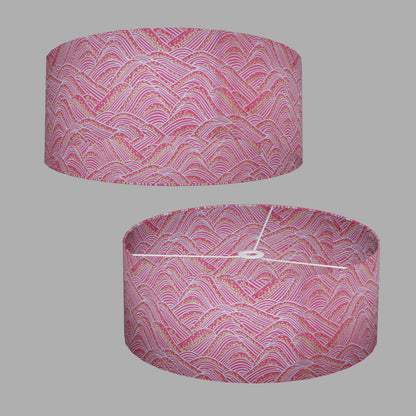 Drum Lamp Shade - W04 - Pink Hills with Gold Flowers, 50cm(d) x 20cm(h)