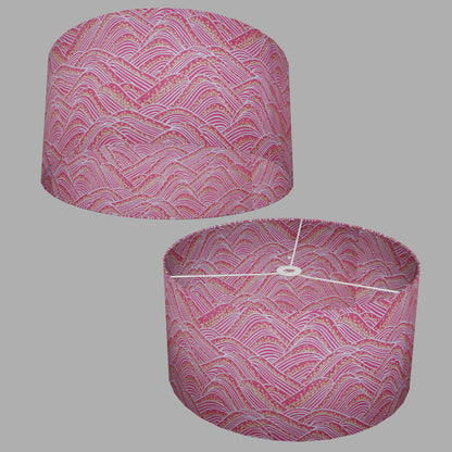 Drum Lamp Shade - W04 - Pink Hills with Gold Flowers, 50cm(d) x 25cm(h)