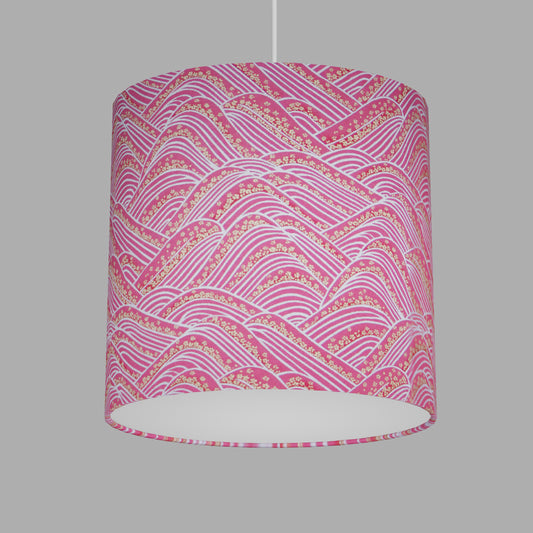 Oval Lamp Shade - W04 ~ Pink Hills with Gold Flowers, 30cm(w) x 30cm(h) x 22cm(d)