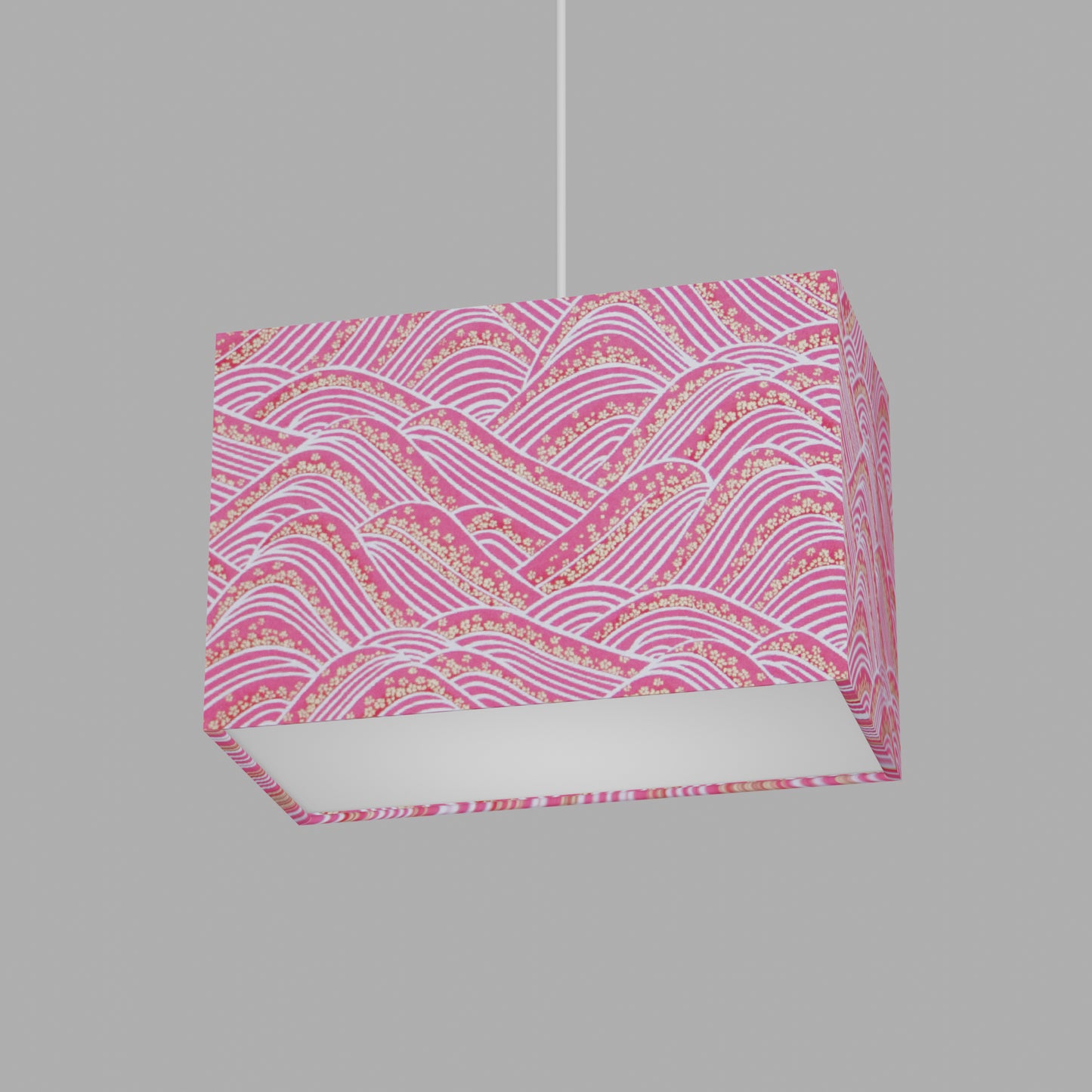 Rectangle Lamp Shade - W04 ~ Pink Hills with Gold Flowers, 30cm(w) x 20cm(h) x 15cm(d)