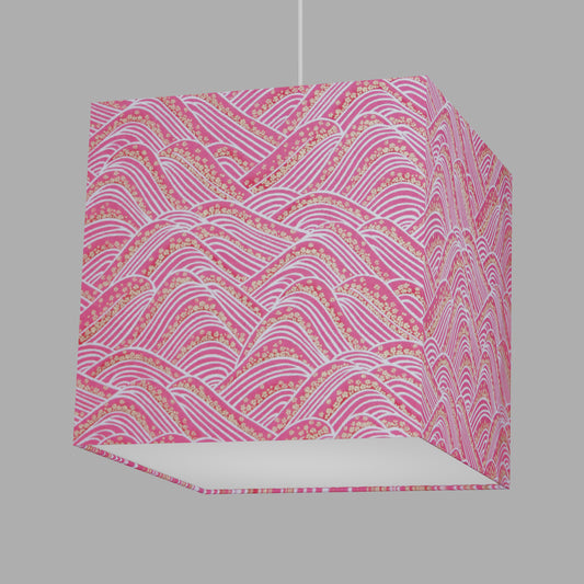 Square Lamp Shade - W04 ~ Pink Hills with Gold Flowers, 30cm(w) x 30cm(h) x 30cm(d)