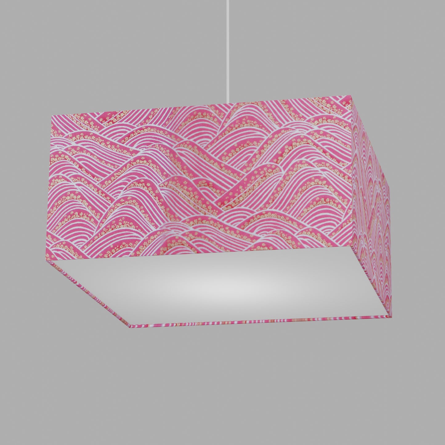 Square Lamp Shade - W04 ~ Pink Hills with Gold Flowers, 40cm(w) x 20cm(h) x 40cm(d)