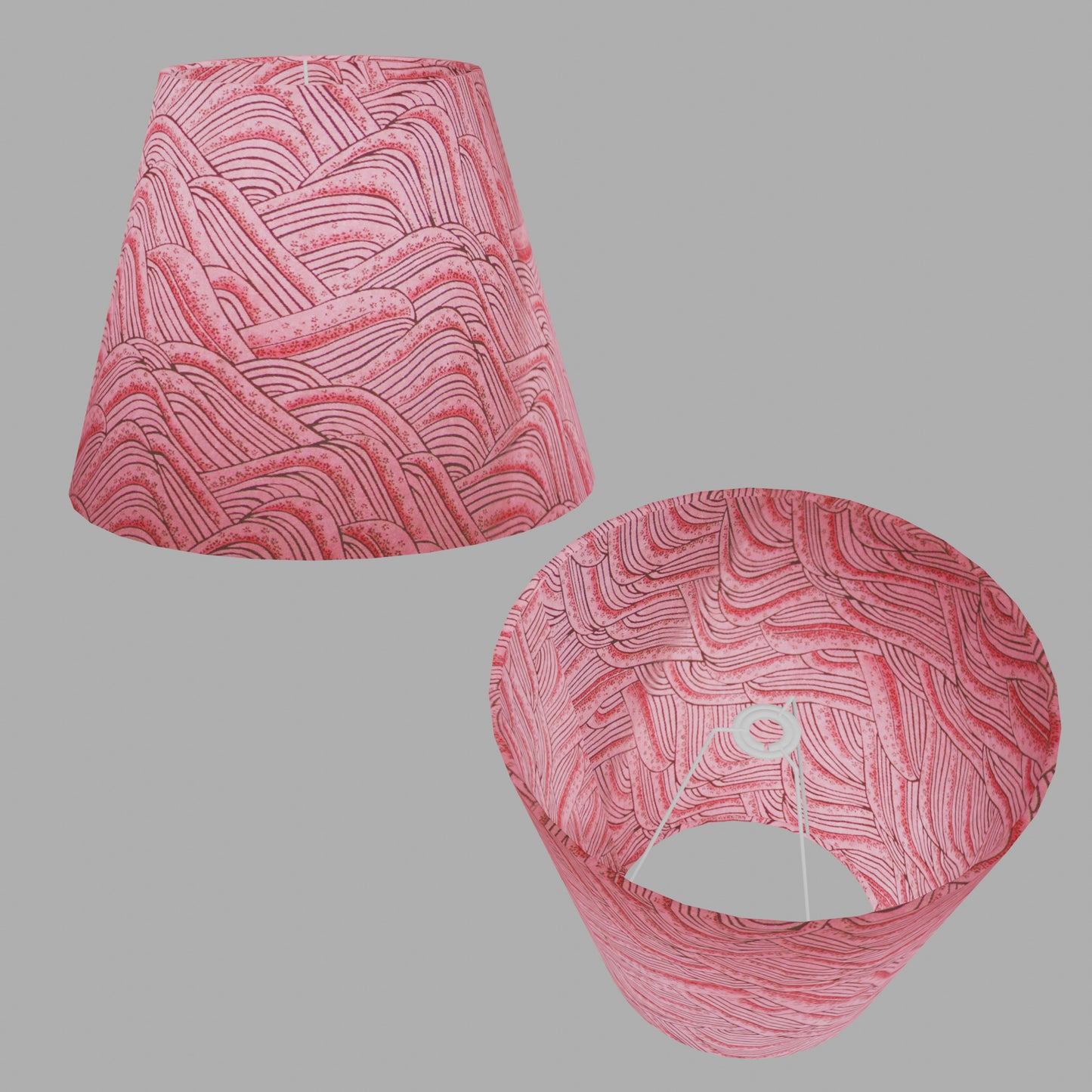 Conical Lamp Shade W04 - Pink Hills with Gold Flowers, 23cm(top) x 40cm(bottom) x 31cm(height)