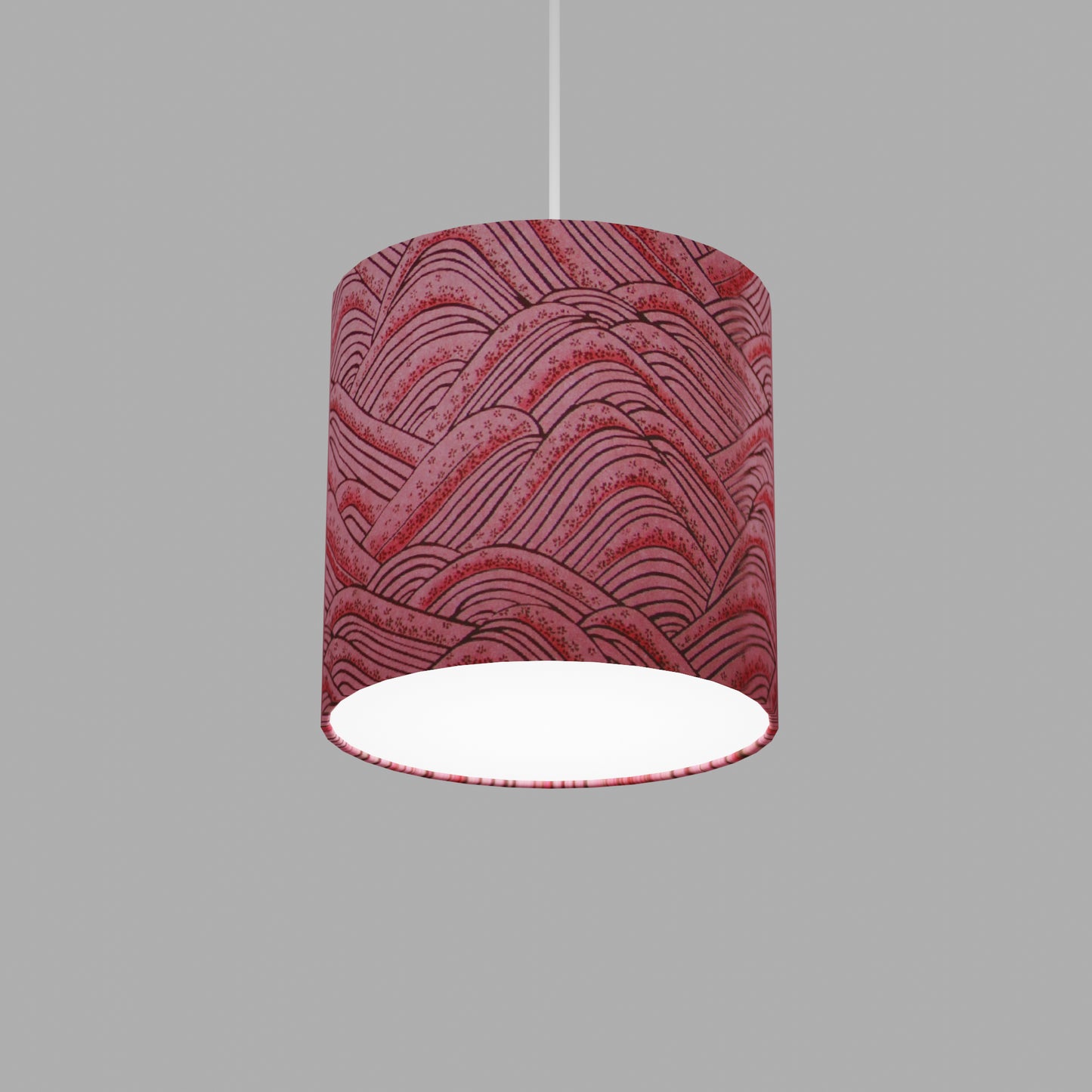 Drum Lamp Shade - W04 ~ Pink Hills with Gold Flowers, 20cm(d) x 20cm(h)