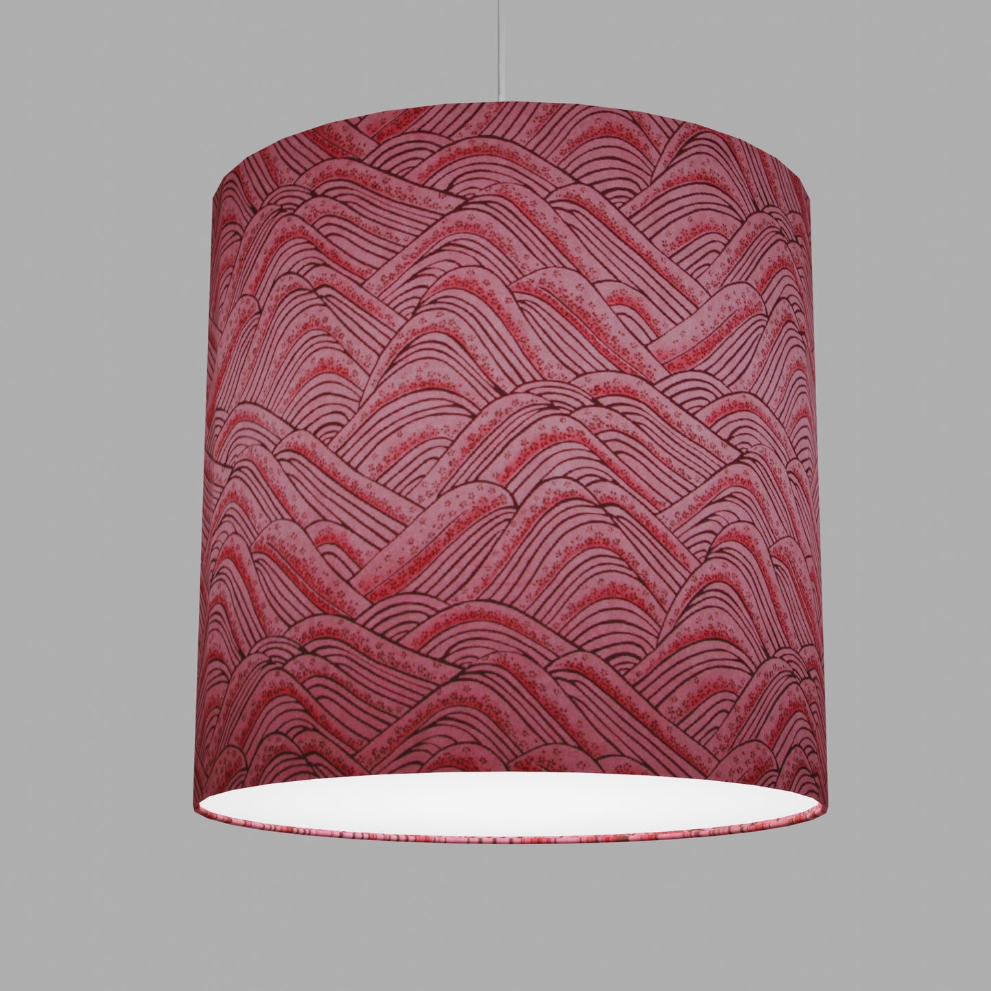 Drum Lamp Shade - W04 ~ Pink Hills with Gold Flowers, 40cm(d) x 40cm(h)