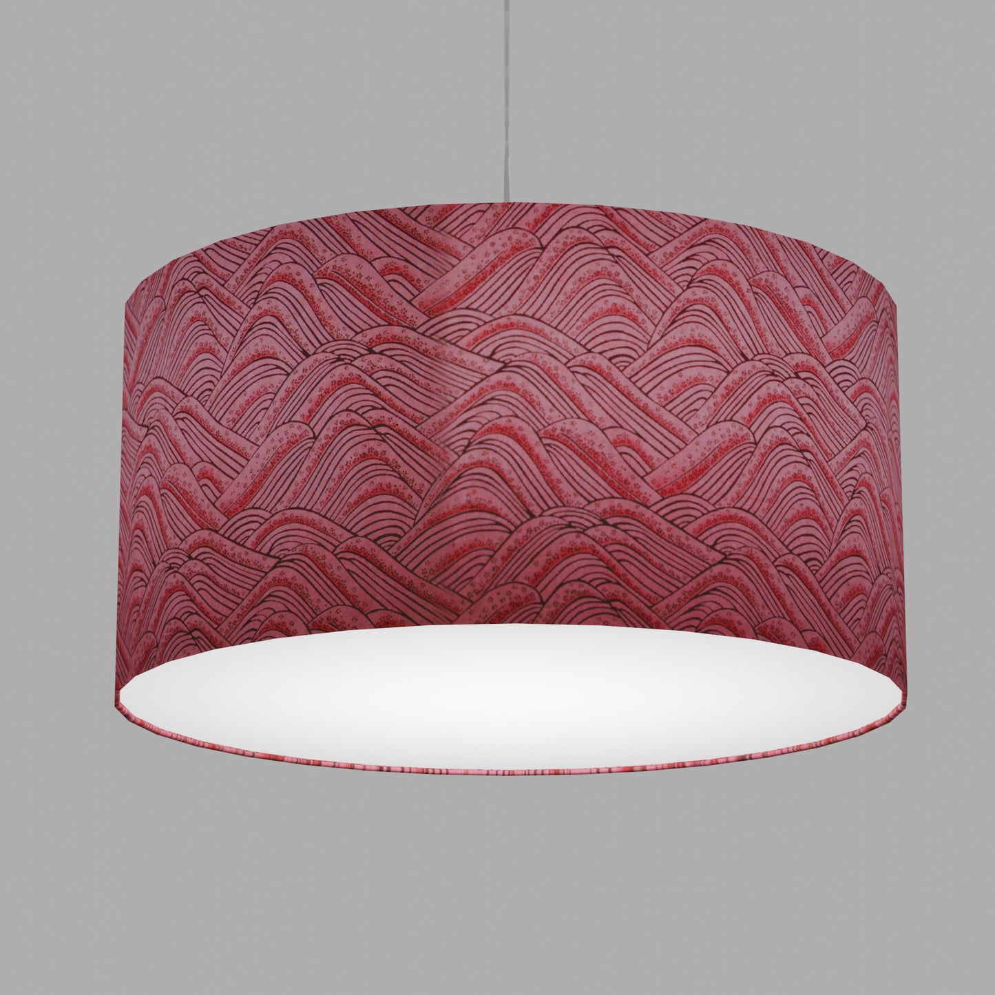 Drum Lamp Shade - W04 ~ Pink Hills with Gold Flowers, 60cm(d) x 30cm(h)