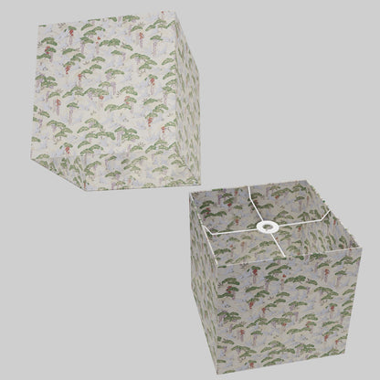Square Lamp Shade - W05 ~ Cranes, 30cm(w) x 30cm(h) x 30cm(d)