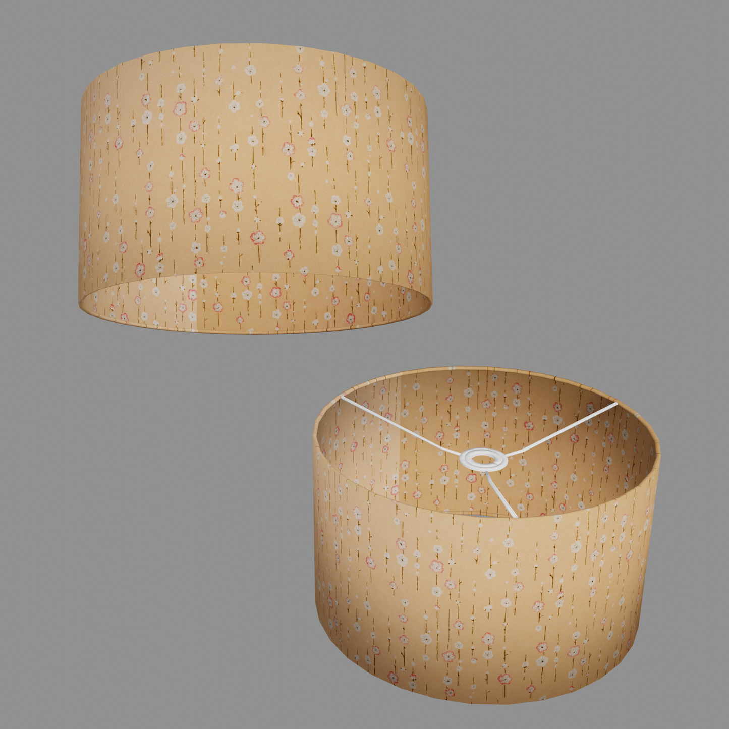 Drum Lamp Shade - W07 ~ Peach Daisies, 35cm(d) x 20cm(h)