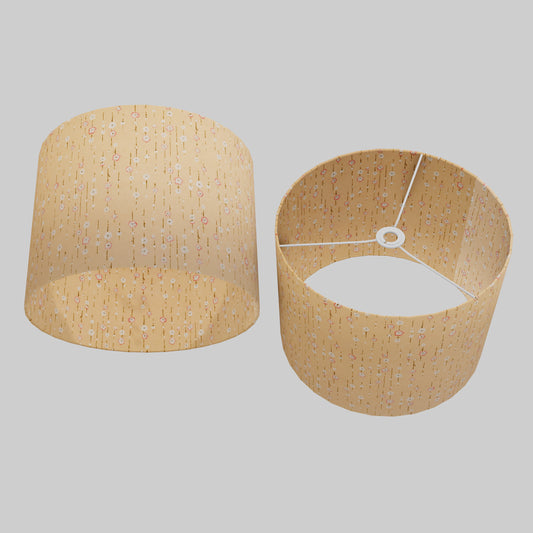 Drum Lamp Shade - W07 - Peach Daisies, 40cm(d) x 30cm(h)