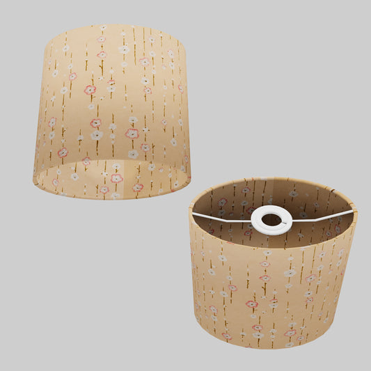 Oval Lamp Shade - W07 ~ Peach Daisies, 20cm(w) x 20cm(h) x 13cm(d)