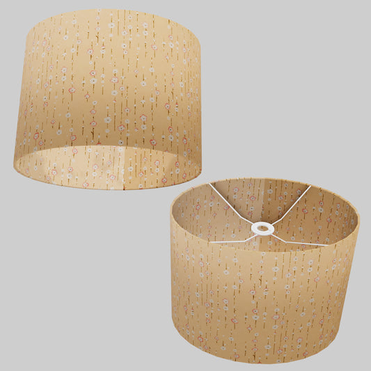 Oval Lamp Shade - W07 ~ Peach Daisies, 40cm(w) x 30cm(h) x 30cm(d)