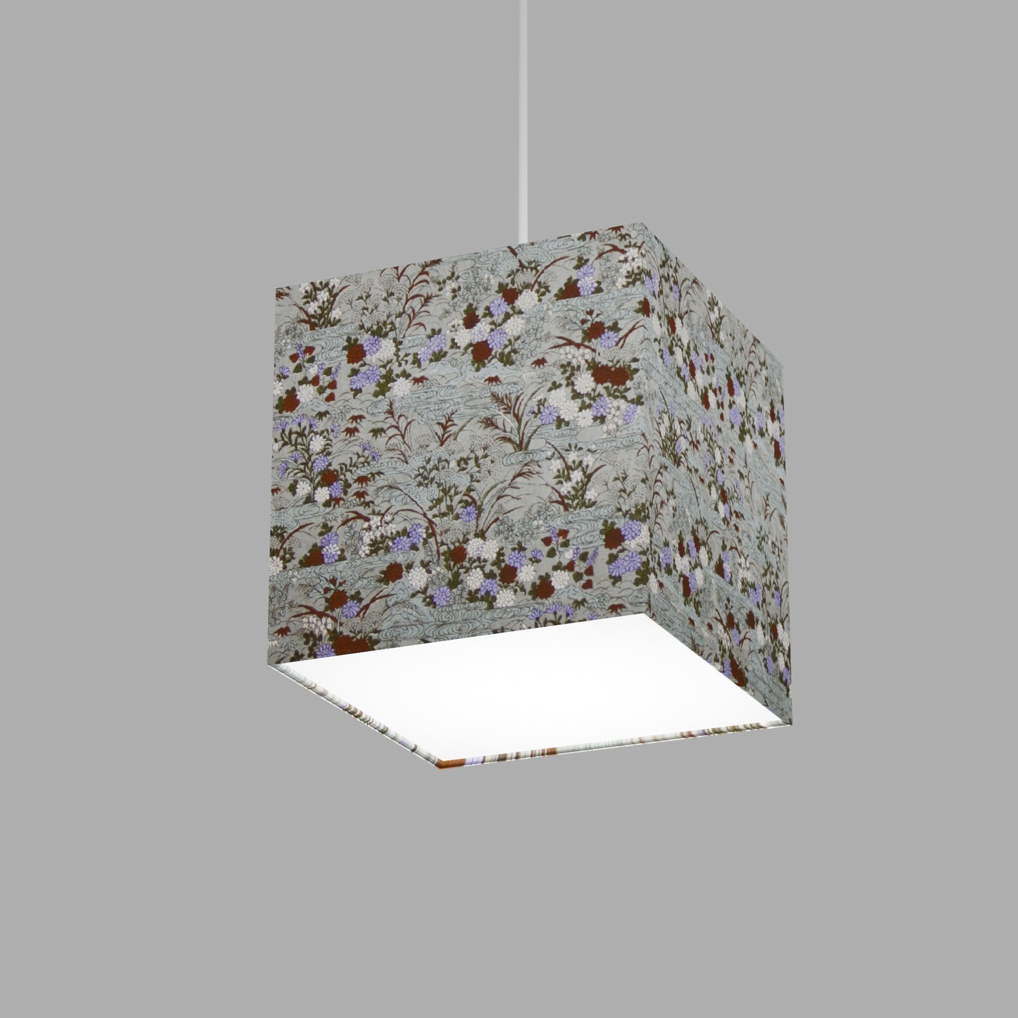 Square Lamp Shade - W08 ~ Lily Pond, 20cm(w) x 20cm(h) x 20cm(d)