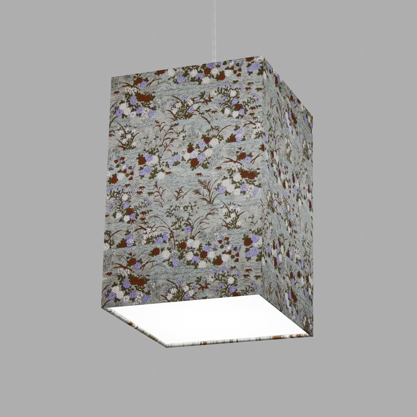 Square Lamp Shade - W08 ~ Lily Pond, 20cm(w) x 30cm(h) x 20cm(d)