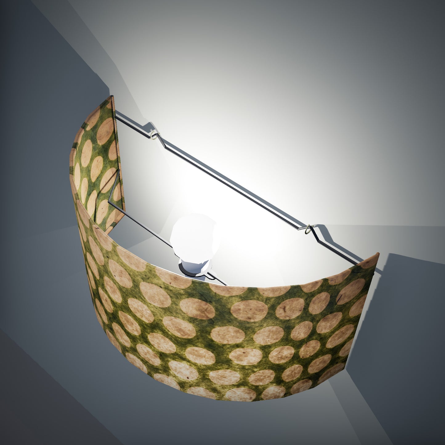 Wall Light - P87 ~ Batik Dots on Green, 36cm(wide) x 20cm(h)